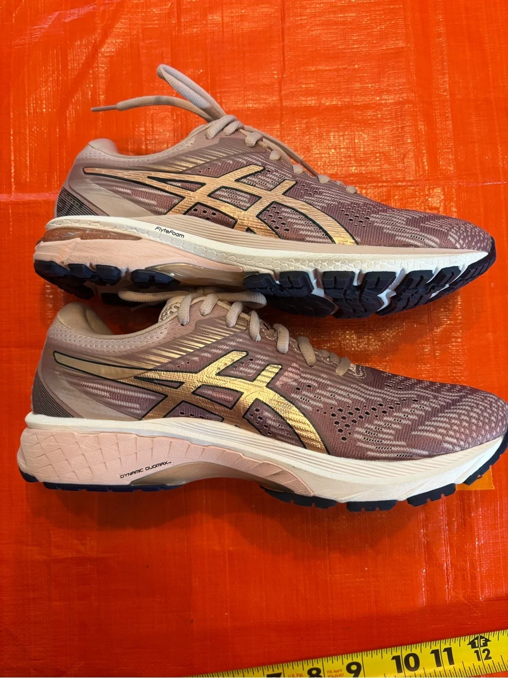 Asics Women's Light Gray and Mauve Knit Lace-Up Sneakers